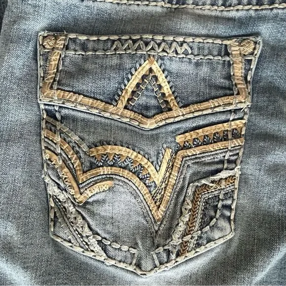 MONTERO Men's Bootcut Jeans Size 36 Modern Cowboy Embroidered Whipstitch - Picture 8 of 11